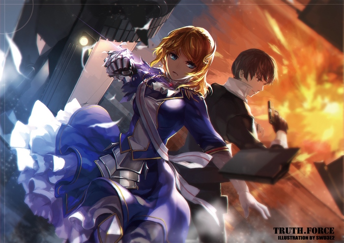 Saber from Fate/Zero and Kiritsugu Emiya