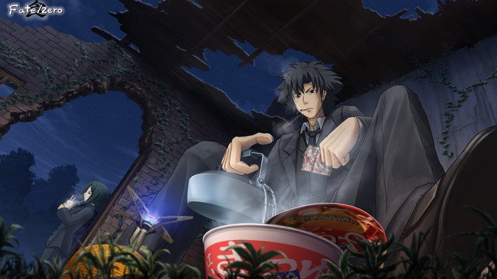 Kiritsugu Emiya from Fate/Zero making instant noodles