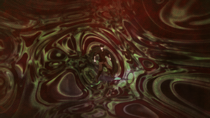 Rohan Kishibe in a surreal, organic environment