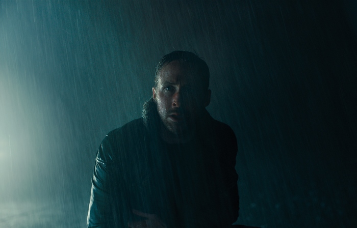 Officer K from Blade Runner 2049 in the rain