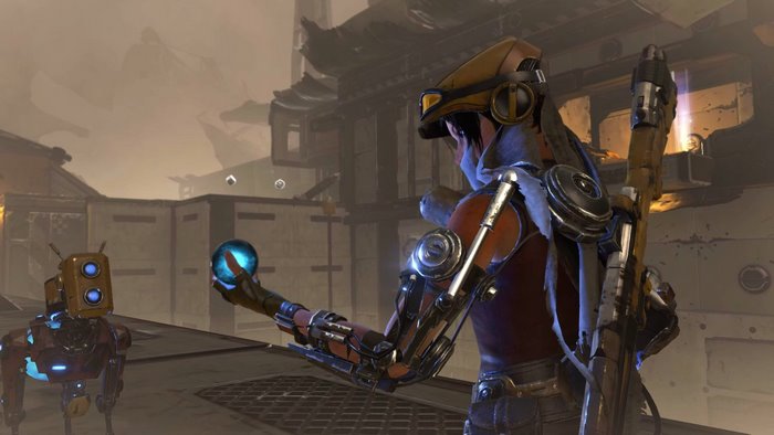 Joule from the Order: 1886 holding a glowing orb