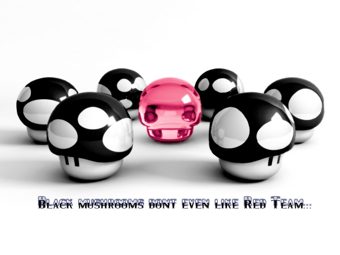 Black mushrooms and pink mushroom figures