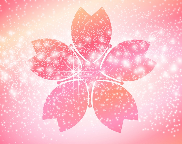 Cherry blossom flower with sparkling glitter