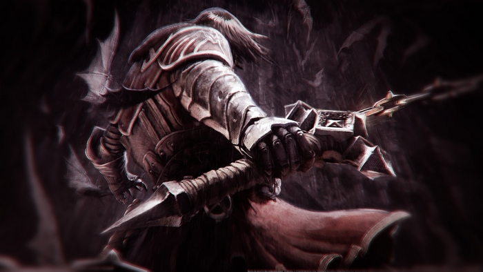Dracula in armor holding a sword