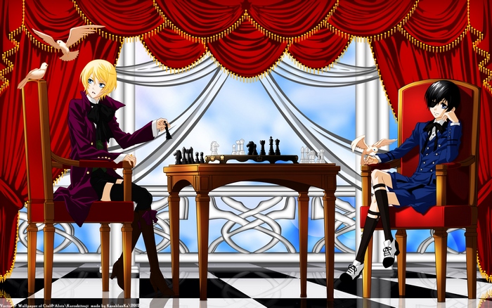 Ciel Phantomhive and Alois Trancy playing chess
