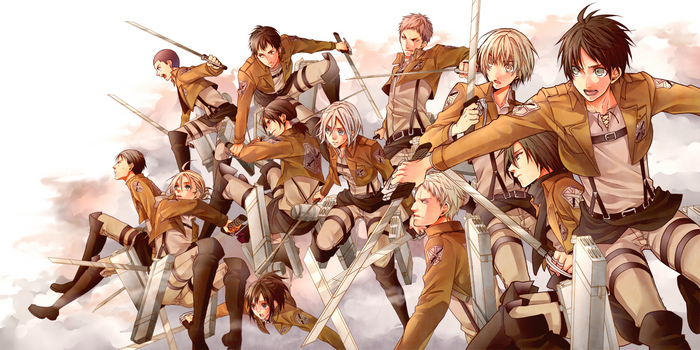 Attack on Titan characters in battle gear