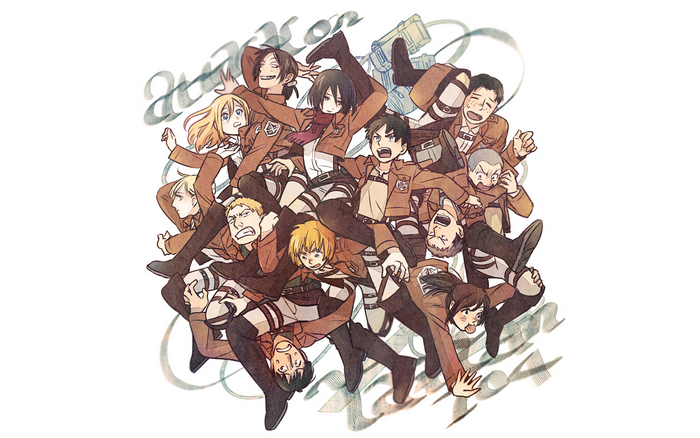 Attack on Titan characters pile