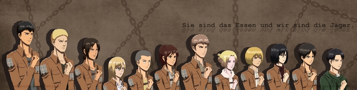Attack on Titan characters standing in formation
