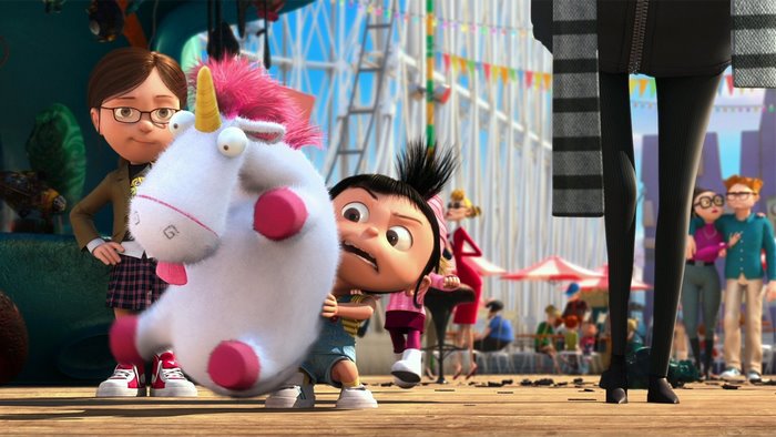 Agnes and Margo from Despicable Me with a unicorn