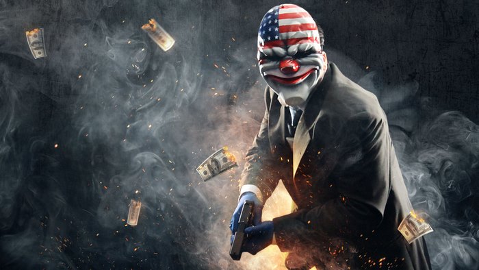Dallas from Payday with burning money