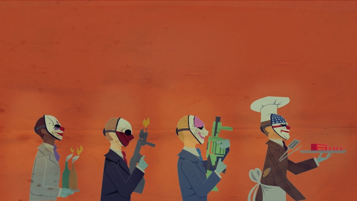 Four characters in masks from Payday