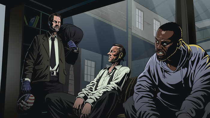 Dallas from Payday with two other men