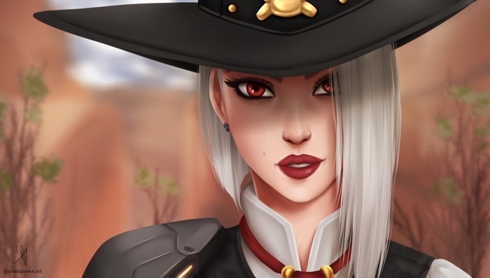 Ashe from Overwatch in a desert landscape