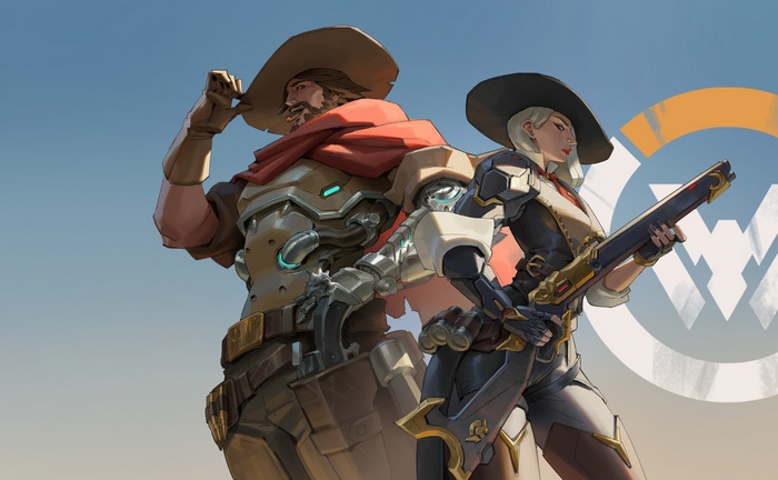 Ashe and McCree from Overwatch in a desert setting