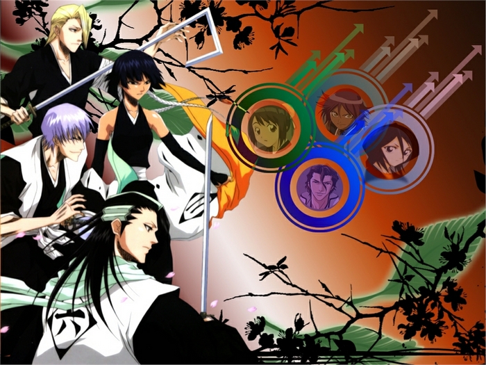 Bleach characters with circular portraits and arrows