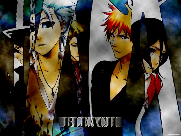 Bleach characters Ichigo, Rukia, Izuru, and Renji