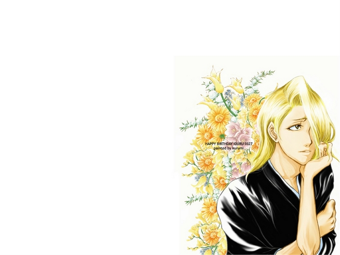 Izuru Kira from Bleach with flowers