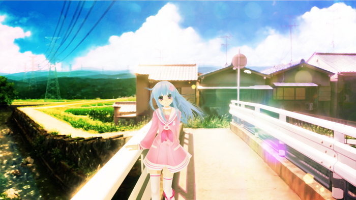 Nepgear from Hyperdimension Neptunia in a Japanese village