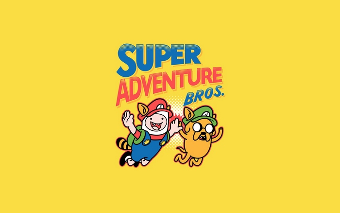 Finn and Jake from Adventure Time as Super Mario Bros.