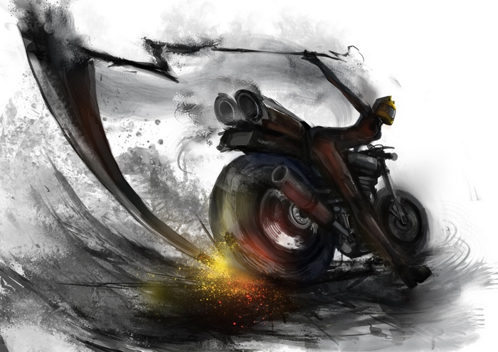 Celty Sturluson from Durarara!! on a motorcycle