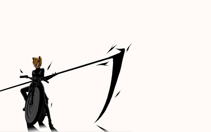 Celty Sturluson from Durarara!! on a motorcycle