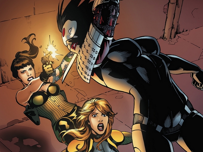 Katana from DC Comics in a fight
