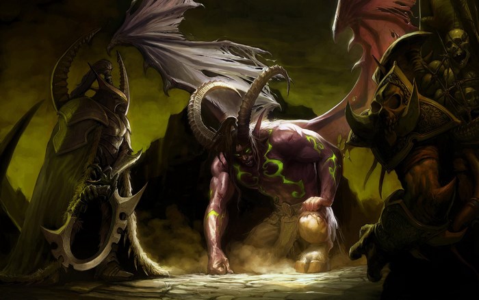 Illidan Stormrage and demons in a dark realm