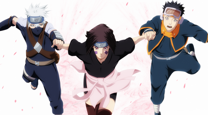 Kakashi, Rin, and Obito from Naruto