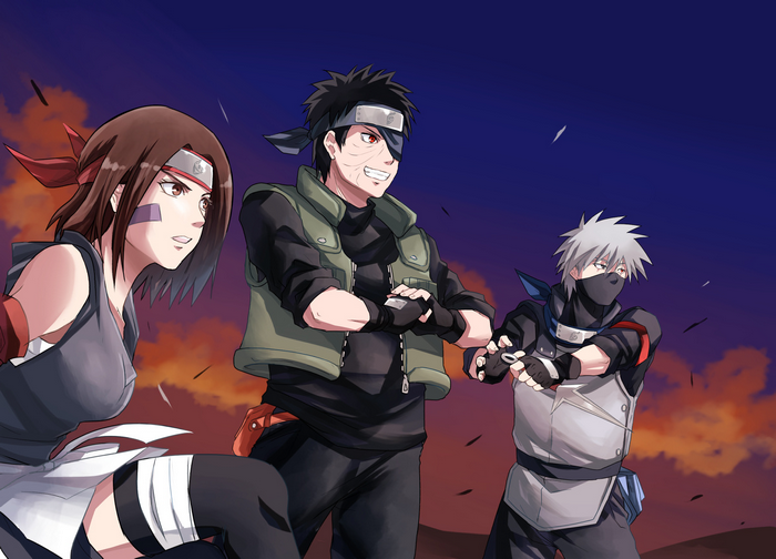 Rin, Obito, and Kakashi from Naruto