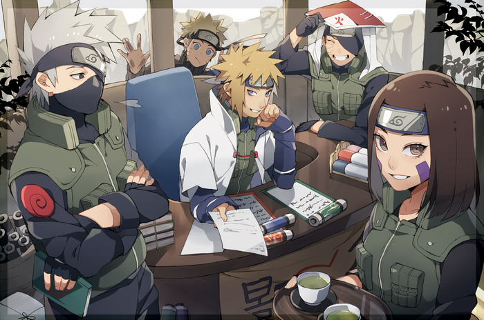 Naruto characters at Konoha office