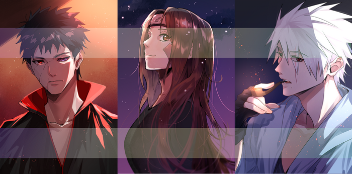 Obito, Rin, and Kakashi from Naruto