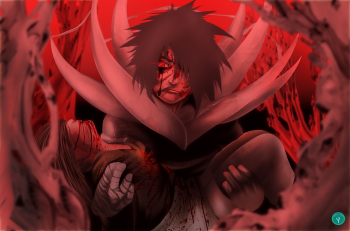 Obito Uchiha holding Rin Nohara from Naruto
