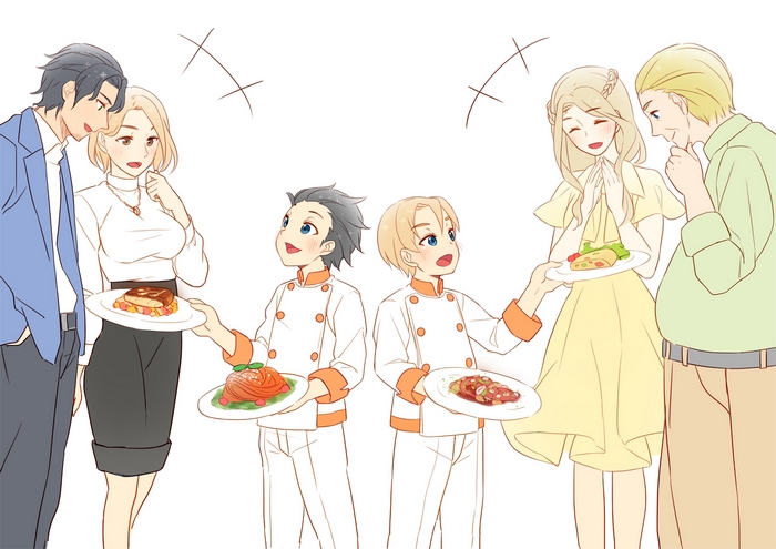 Takumi Aldini serving food to couples