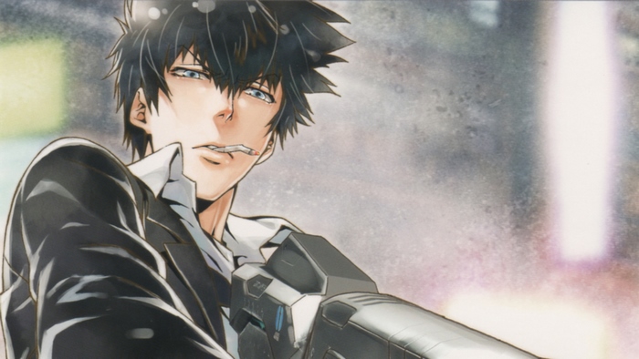 Shinya Kogami from Psycho-Pass holding a weapon