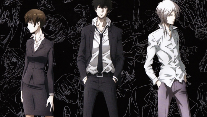 Shinya Kogami and two other characters from Psycho-Pass