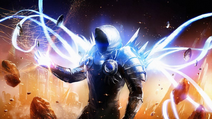 Tyrael from Diablo casting spells