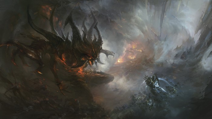 Tyrael fighting a demon