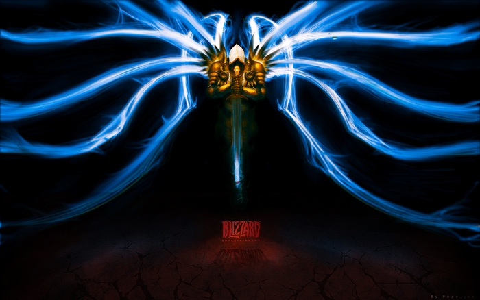 Tyrael from Diablo with blue energy