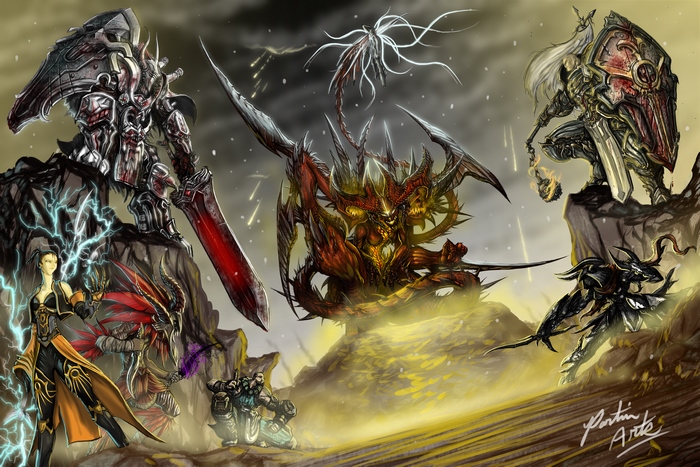 Tyrael and demons in a battle