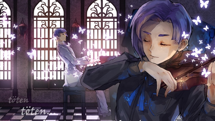 Shuu Tsukiyama playing piano and violin