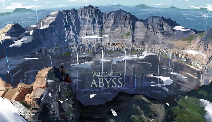 Riko from Made in Abyss overlooking a city