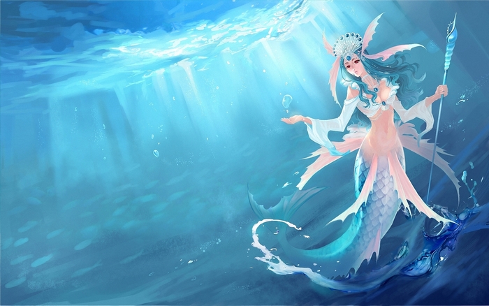 Nami from League of Legends underwater
