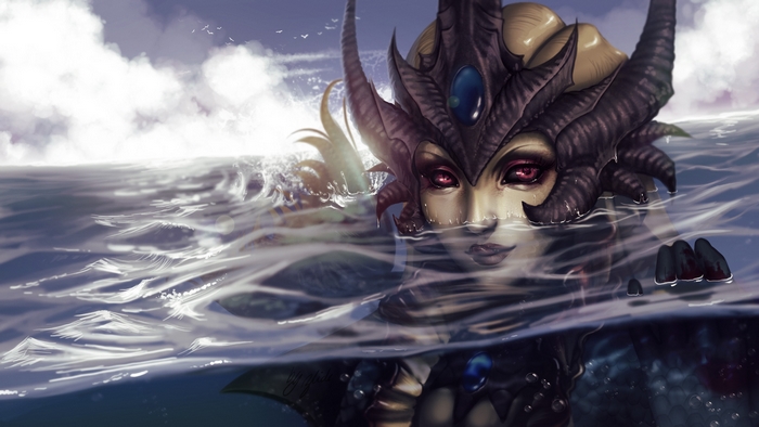 Nami from League of Legends in the ocean