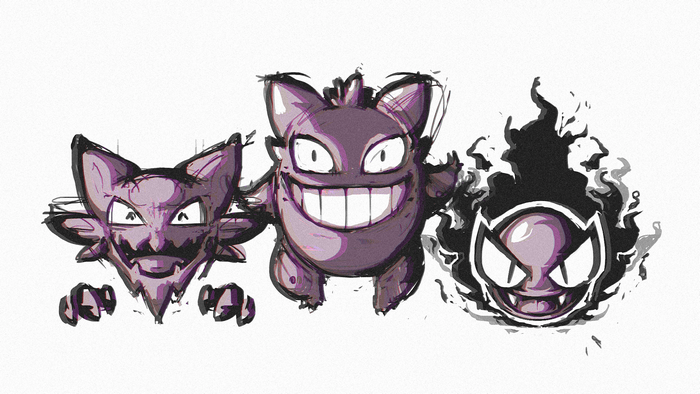 Haunter, Gengar, and Gastly from Pokemon