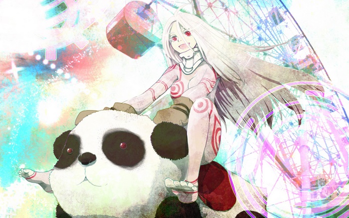 Shiro from Deadman Wonderland riding a panda