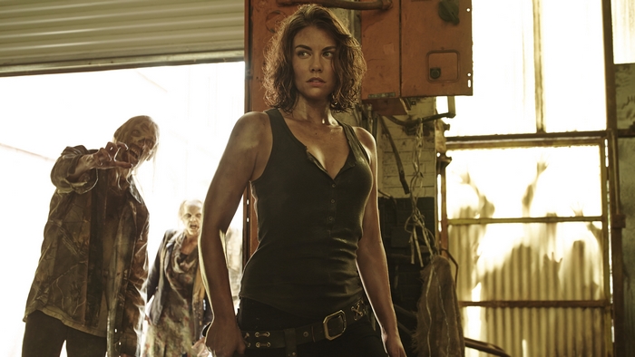 Maggie Greene from The Walking Dead with zombies