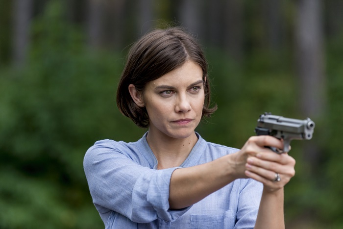 Maggie Greene from The Walking Dead holding a gun