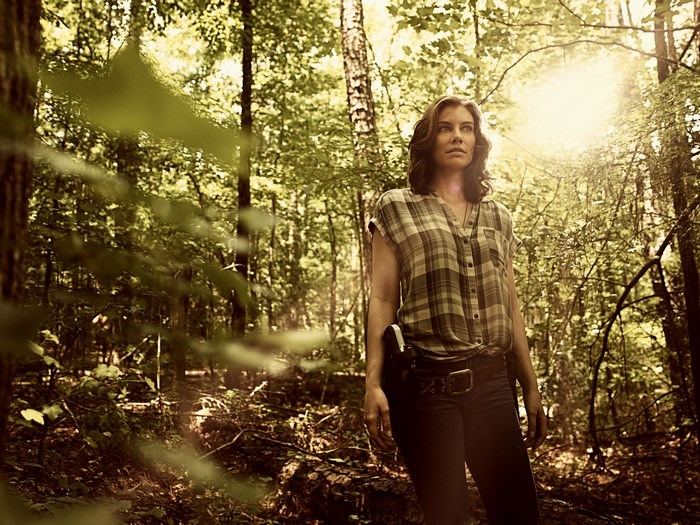 Maggie Greene from The Walking Dead in a forest