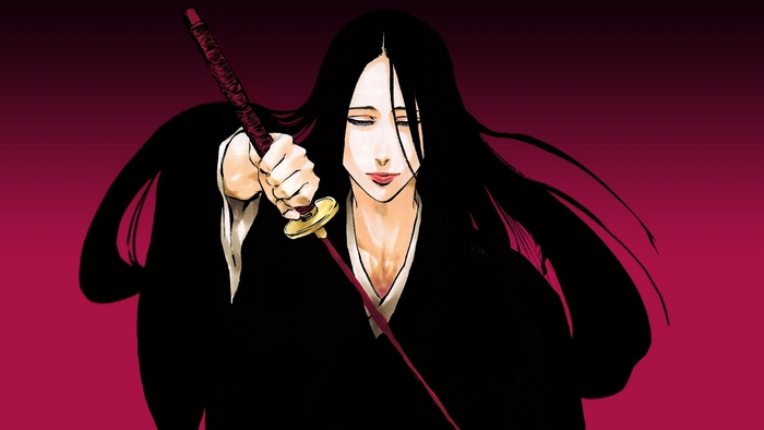 Retsu Unohana Holding a Katana with Intense Focus