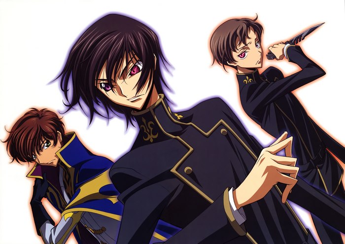 Lelouch, Rolo, and Suzaku from Code Geass